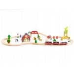 Set trenulet InterCity cu Locomotiva Electrica cu Baterii si sine din lemn 